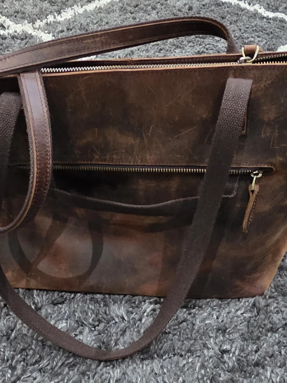 S-ZONE Women Vintage Genuine Leather Tote Bag Large Shoulder Purse Work Handbag